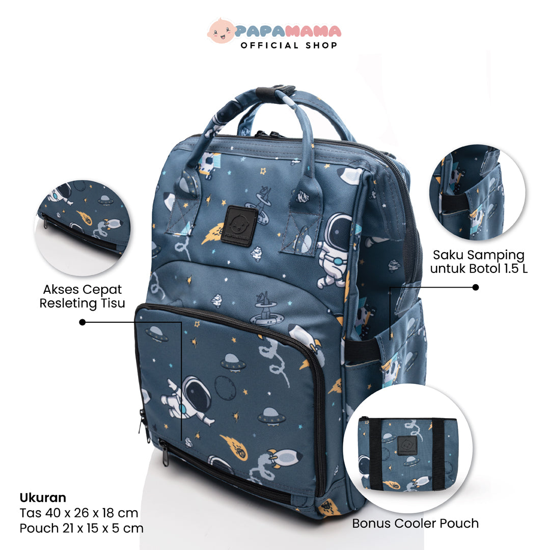 Papamama Astronout Pattern Diaper Bag - 1031