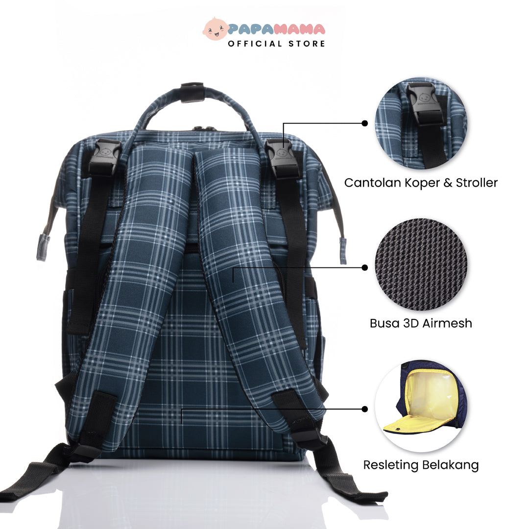 Papamama Pattern Diaper Bag Glen Plaid - 1099